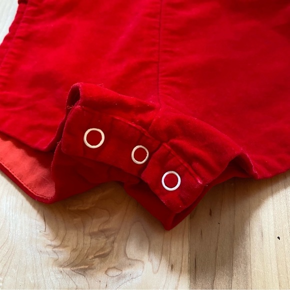 VINTAGE Velour Christmas Baby Red Jonjon Shortall Outfit Romper Mother of Pearl - Picture 7 of 11